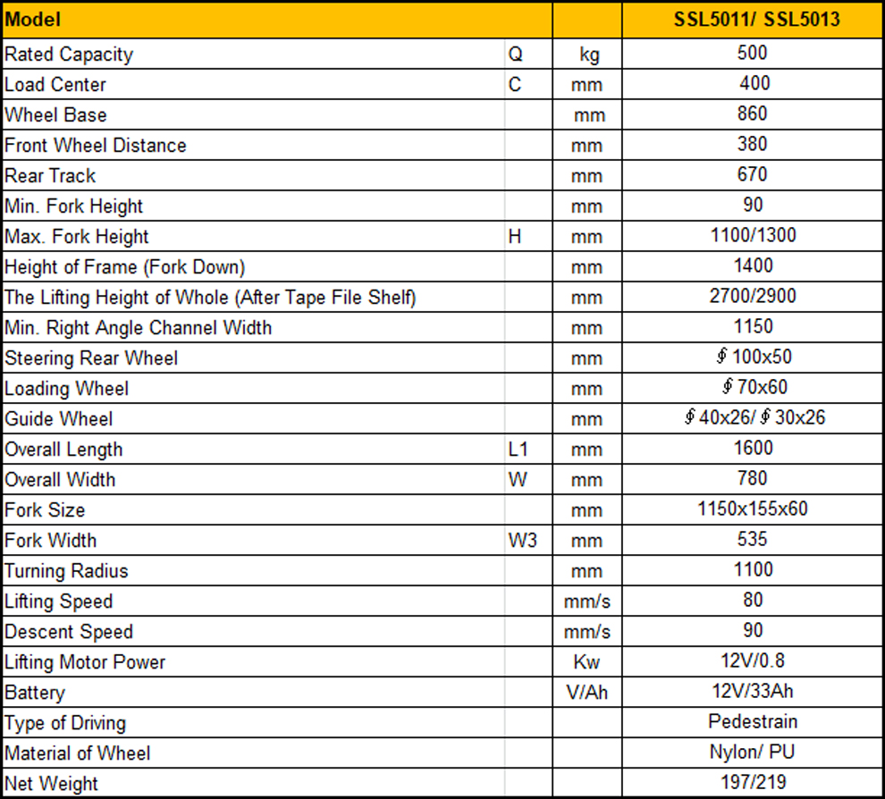 SSL self-elevating stacker specification